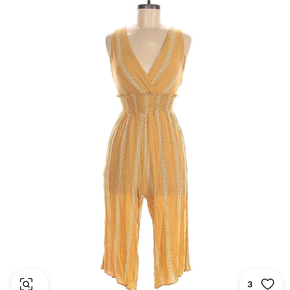 ILLA ILLA Mustard and Cream Striped Jumpsuit